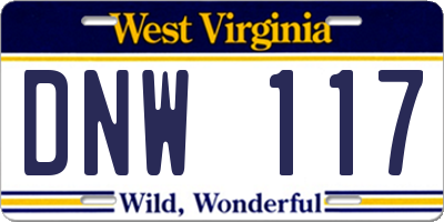 WV license plate DNW117