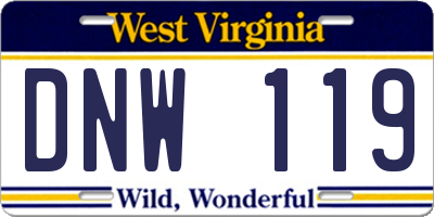 WV license plate DNW119