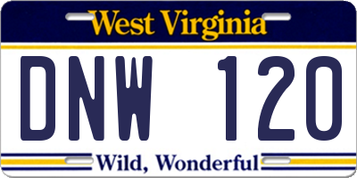 WV license plate DNW120