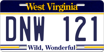 WV license plate DNW121