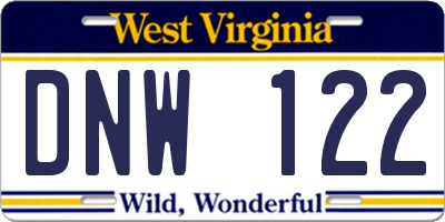 WV license plate DNW122