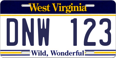 WV license plate DNW123