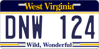 WV license plate DNW124