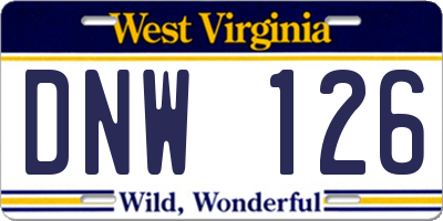 WV license plate DNW126