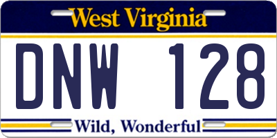 WV license plate DNW128