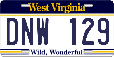 WV license plate DNW129
