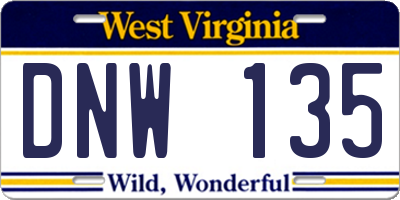 WV license plate DNW135