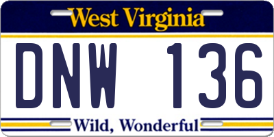 WV license plate DNW136