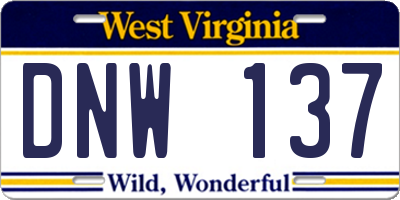 WV license plate DNW137