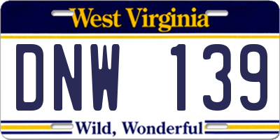 WV license plate DNW139
