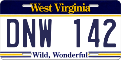 WV license plate DNW142