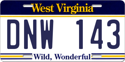 WV license plate DNW143