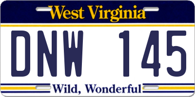 WV license plate DNW145