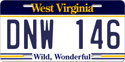 WV license plate DNW146