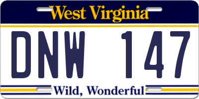 WV license plate DNW147