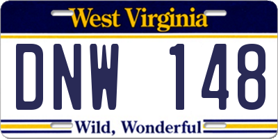 WV license plate DNW148