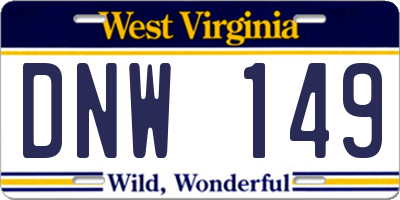 WV license plate DNW149
