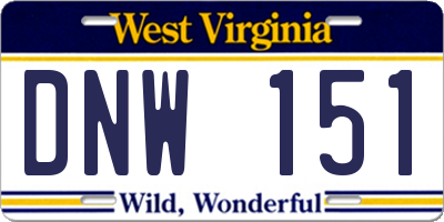 WV license plate DNW151