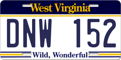 WV license plate DNW152
