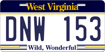 WV license plate DNW153