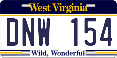 WV license plate DNW154