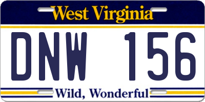 WV license plate DNW156