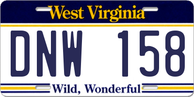 WV license plate DNW158