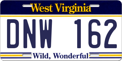 WV license plate DNW162