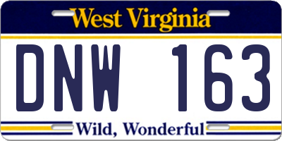 WV license plate DNW163