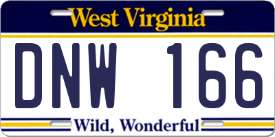 WV license plate DNW166