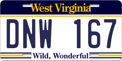 WV license plate DNW167
