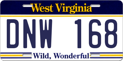 WV license plate DNW168