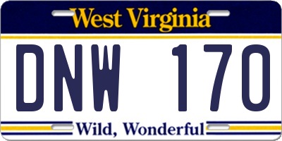 WV license plate DNW170
