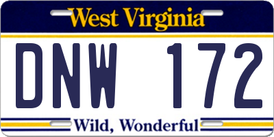 WV license plate DNW172