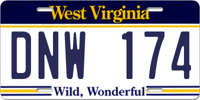WV license plate DNW174