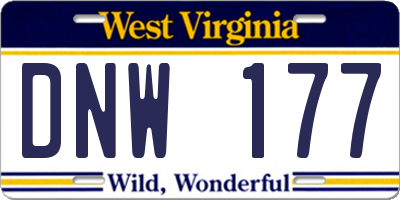 WV license plate DNW177