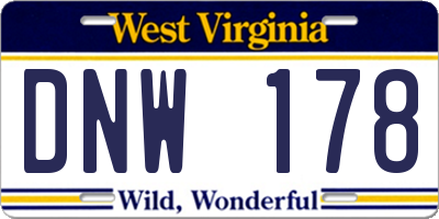 WV license plate DNW178