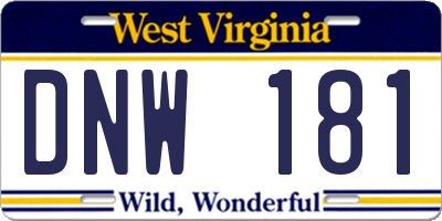 WV license plate DNW181