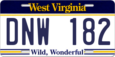 WV license plate DNW182