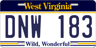 WV license plate DNW183