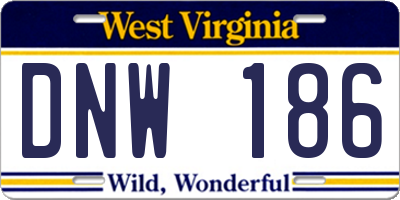 WV license plate DNW186