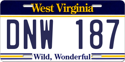 WV license plate DNW187