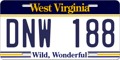 WV license plate DNW188