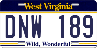 WV license plate DNW189