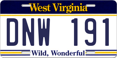 WV license plate DNW191