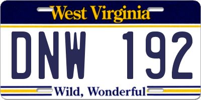 WV license plate DNW192