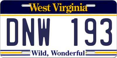 WV license plate DNW193