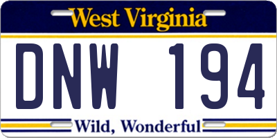 WV license plate DNW194