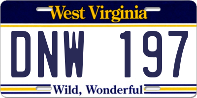 WV license plate DNW197