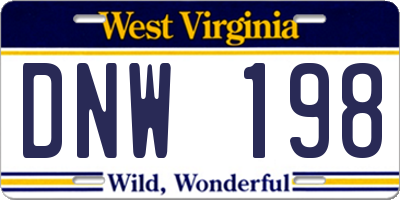 WV license plate DNW198